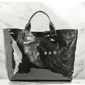 Waterproof paper Black Tote Bag